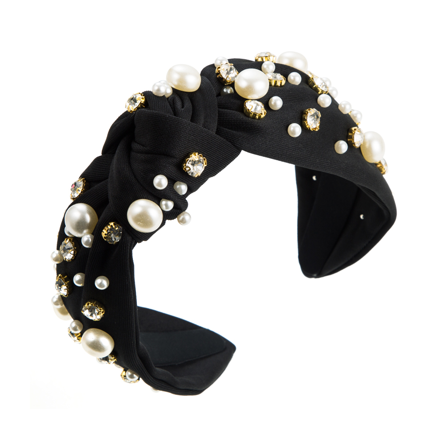 Heming Headband European And American Fashion New Style Wide Edge Nail Large And Small Pearls Headband Korean Style Knotted Temperament Hair Pressing Ornament display picture 7