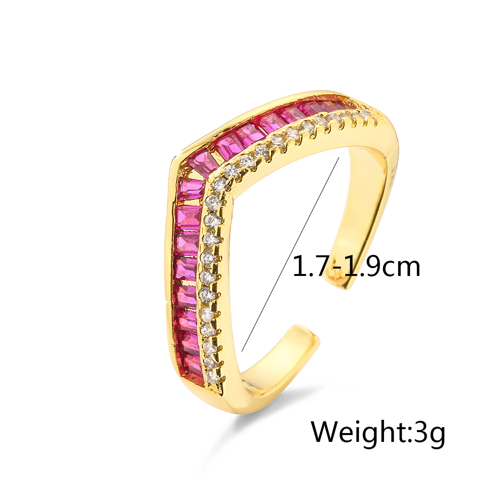 1 Piece Fashion Heart Shape Copper Plating Inlay Zircon Open Ring display picture 1