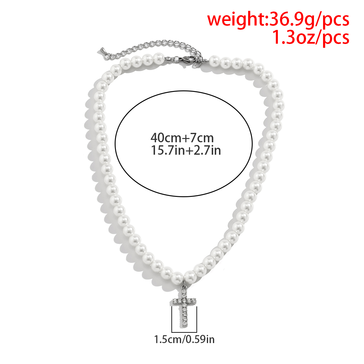 Simple Style Cross Stainless Steel Pearl Inlay Rhinestones Men's Pendant Necklace display picture 1