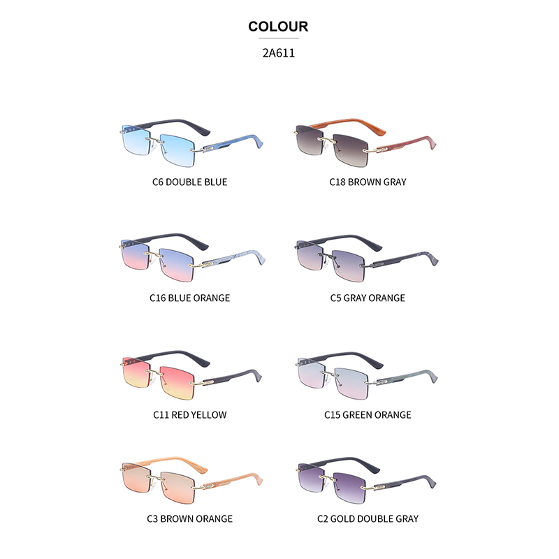 Vintage Style Solid Color Pc Square Frameless Women's Sunglasses display picture 5
