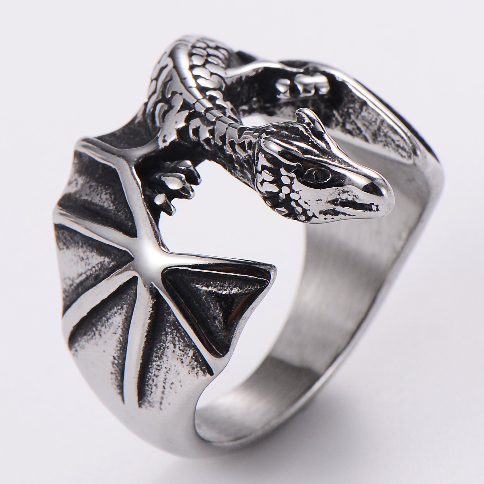 1 Piece Hip-hop Animal Snake Skull Stainless Steel Inlay Acrylic Rings display picture 4