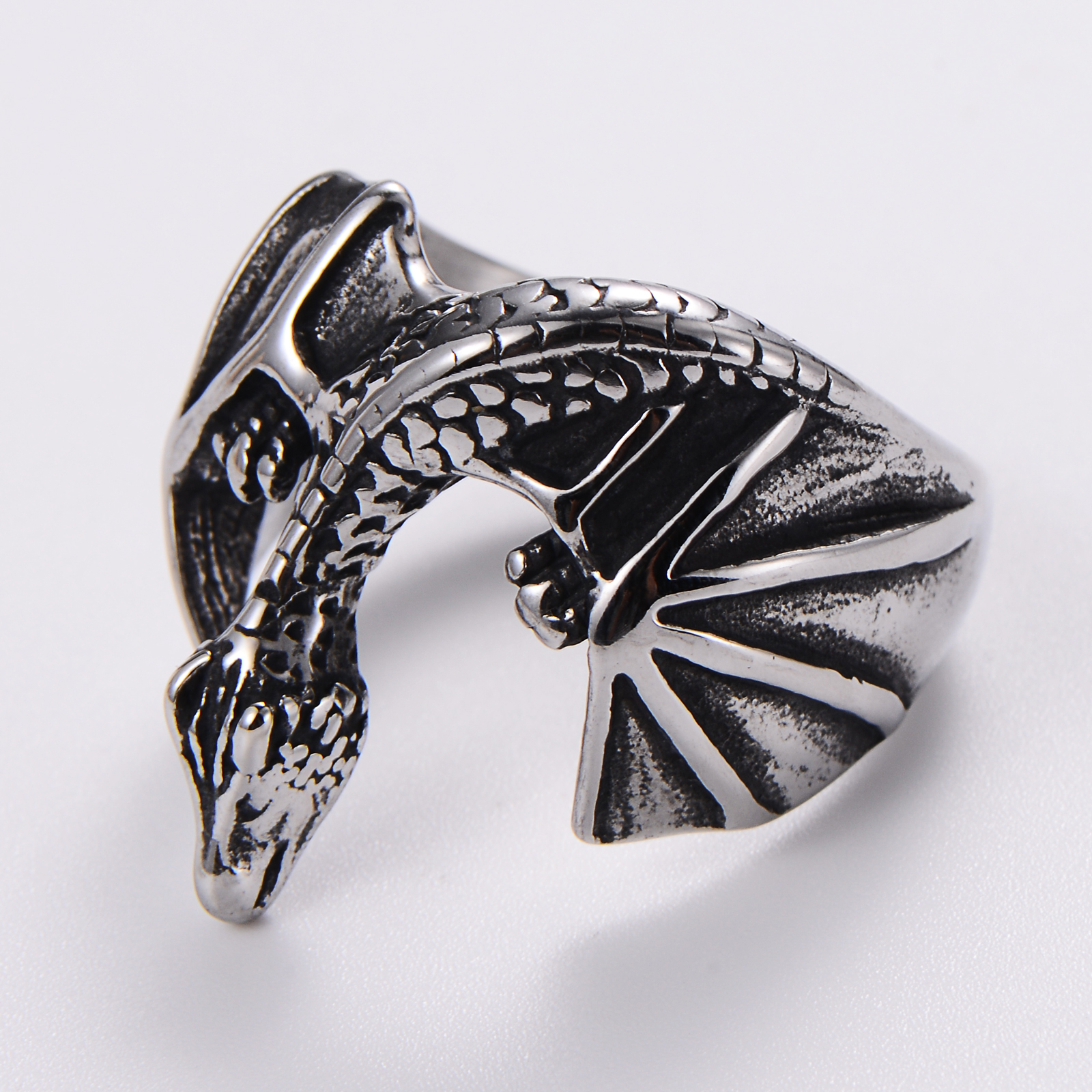 1 Piece Hip-hop Animal Snake Skull Stainless Steel Inlay Acrylic Rings display picture 5
