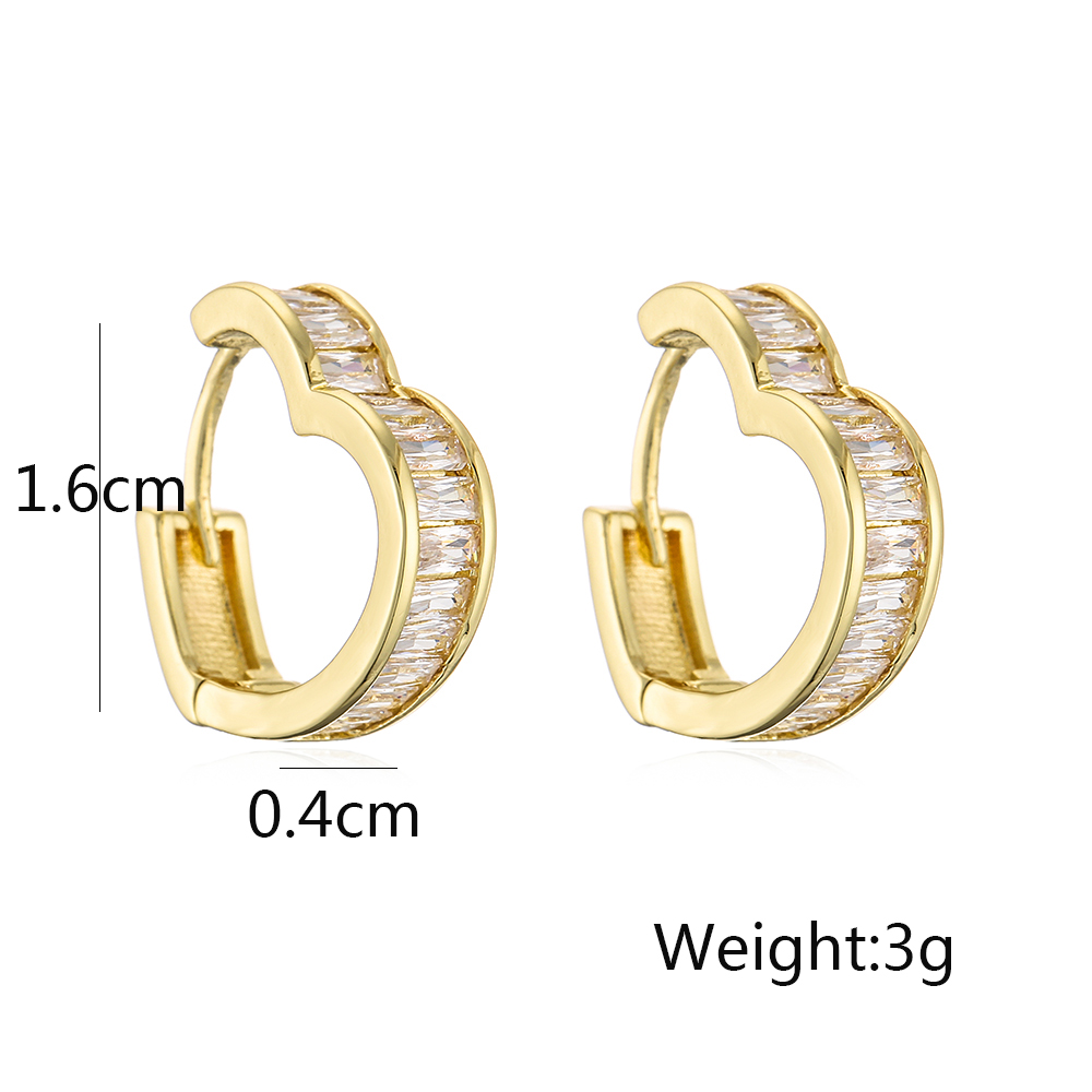 1 Pair Fashion Heart Shape Plating Inlay Copper Zircon 18k Gold Plated Hoop Earrings display picture 2