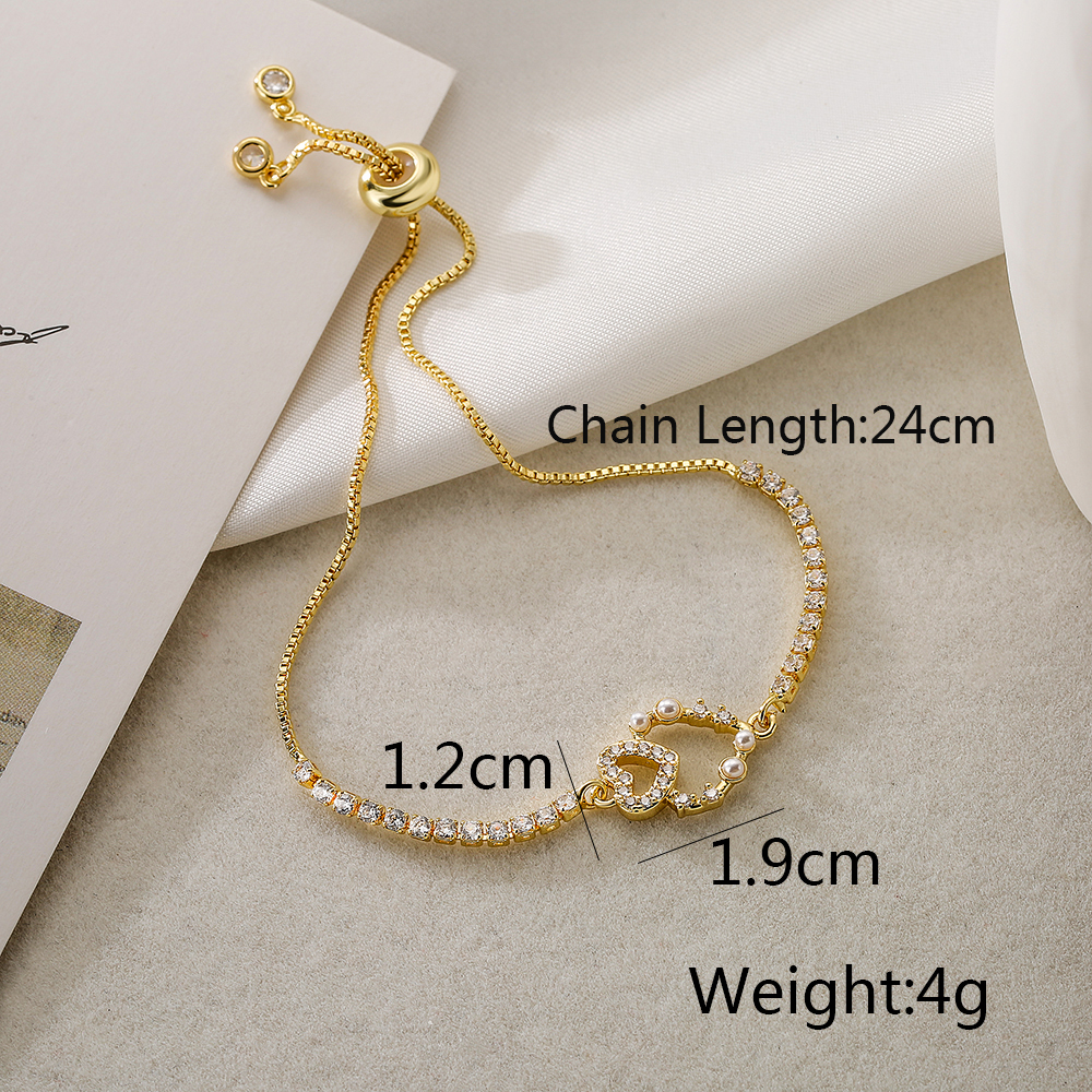 1 Piece Fashion Star Heart Shape Butterfly Copper Plating Inlay Pearl Zircon Bracelets display picture 2