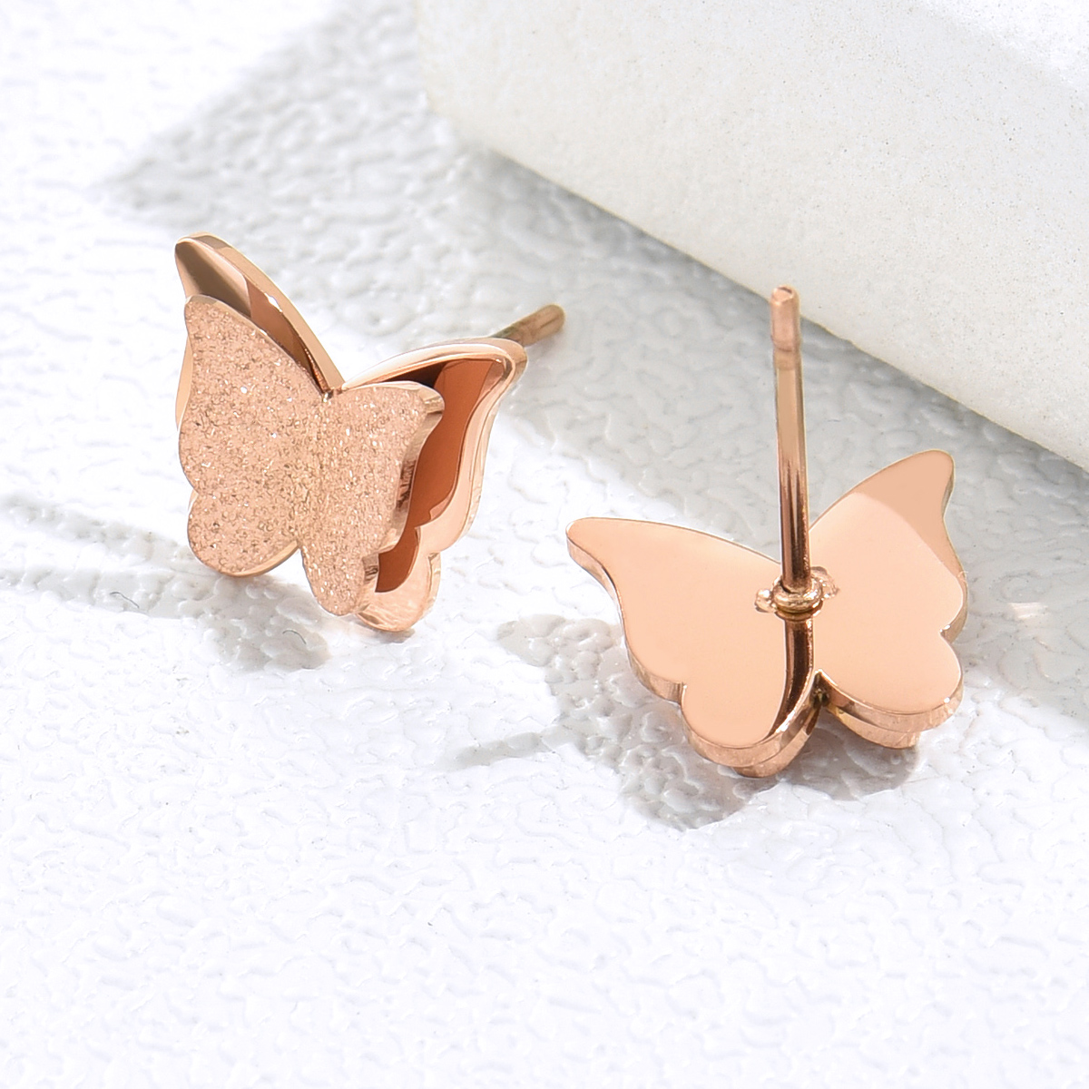 1 Pair Simple Style Butterfly Stainless Steel Plating Ear Studs display picture 4