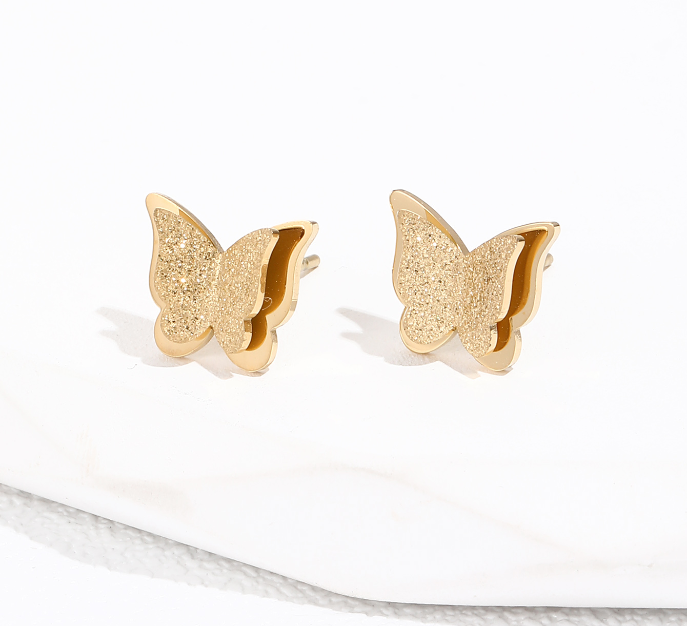 1 Pair Simple Style Butterfly Stainless Steel Plating Ear Studs display picture 1