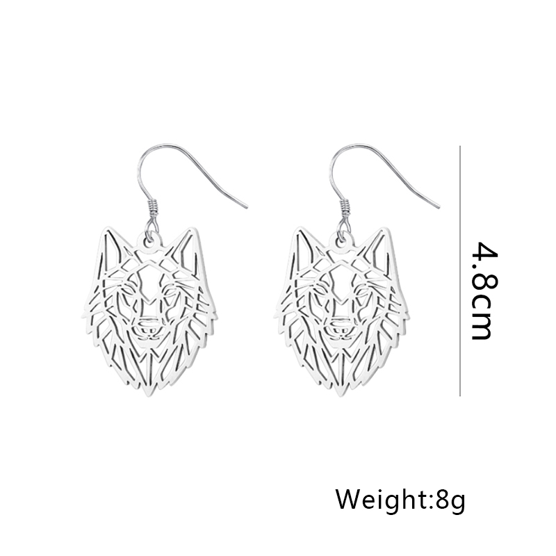 1 Paire Style Simple Loup Placage Acier Inoxydable Boucles D'oreilles display picture 8