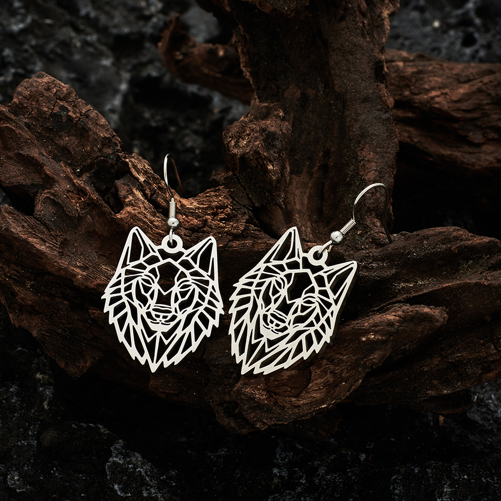 1 Pair Simple Style Wolf Plating Stainless Steel Drop Earrings display picture 2