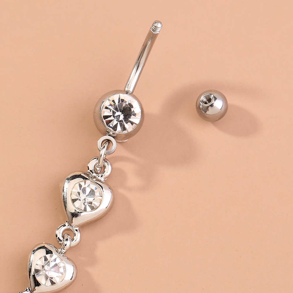 1 Piece Fashion Heart Shape Stainless Steel Resin Inlay Diamond Belly Ring display picture 1