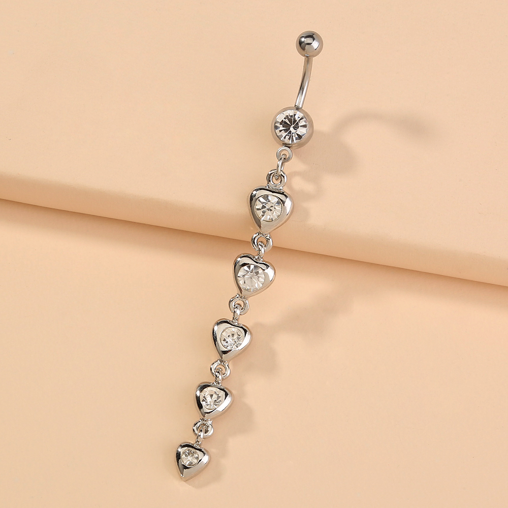 1 Piece Fashion Heart Shape Stainless Steel Resin Inlay Diamond Belly Ring display picture 4