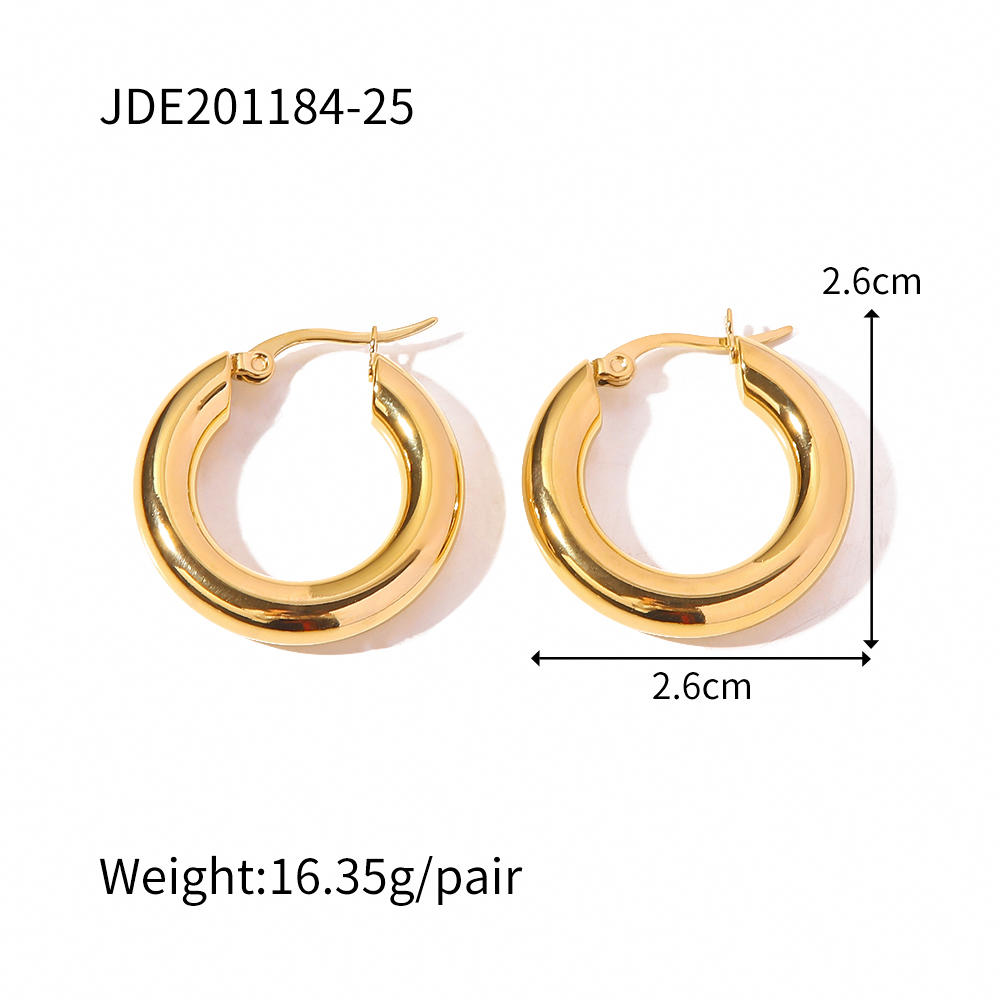 1 Pair Ins Style Round Stainless Steel Plating Hoop Earrings display picture 2