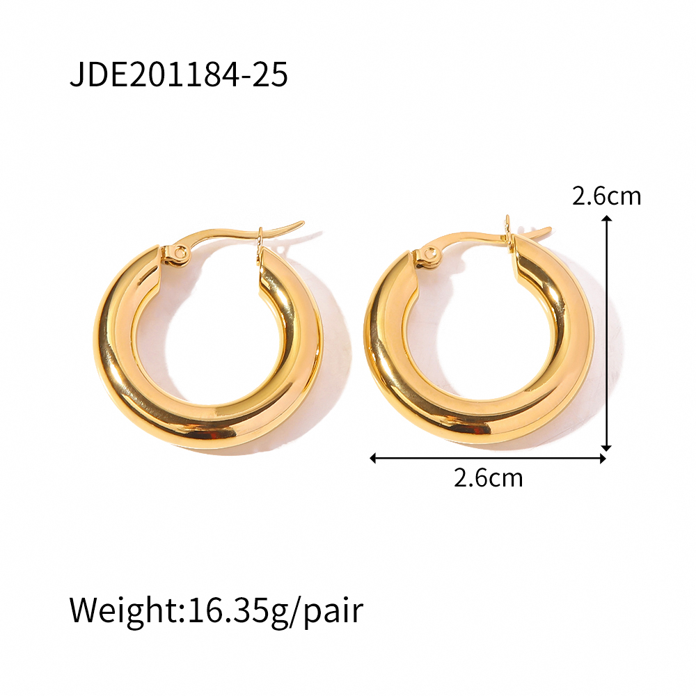 1 Paire Style Ins Rond Acier Inoxydable Placage Boucles D'oreilles Cerceau display picture 2