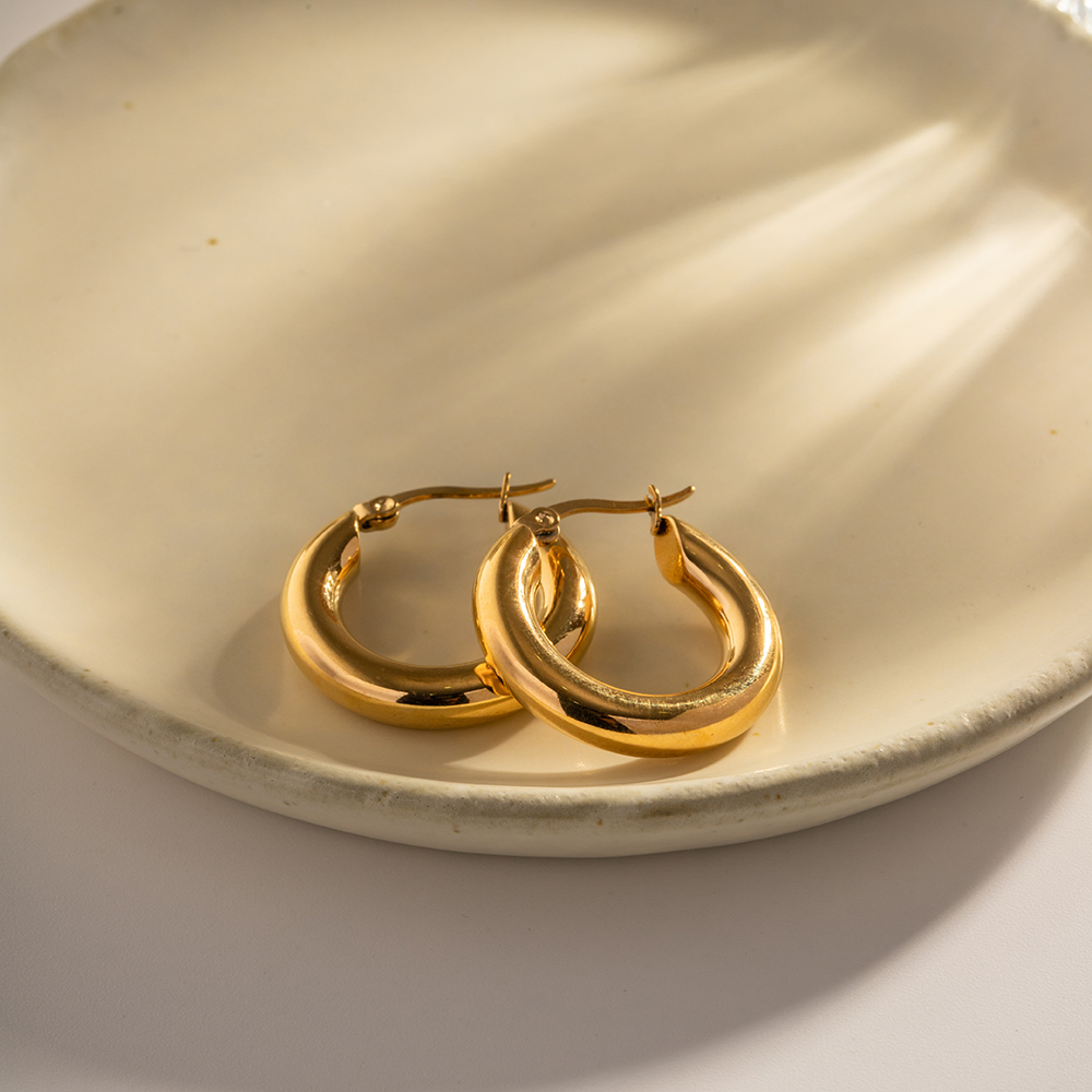 1 Pair Ins Style Round Stainless Steel Plating Hoop Earrings display picture 4