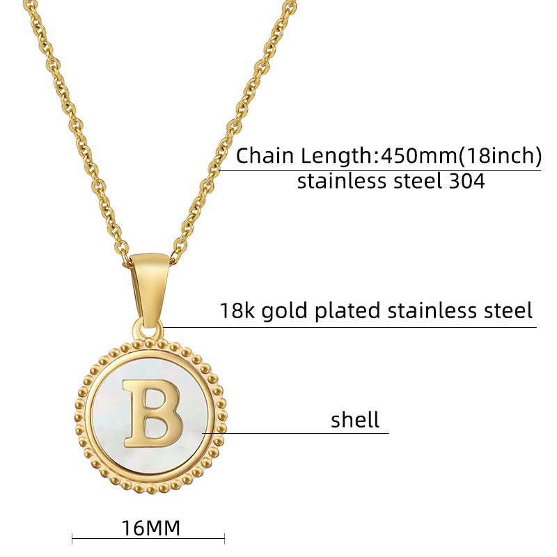 Stainless Steel 18K Gold Plated Casual Plating Inlay Letter Shell Pendant Necklace display picture 1