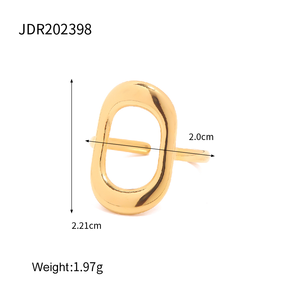 1 Stück Ins-stil Oval Rostfreier Stahl Überzug Offener Ring display picture 2