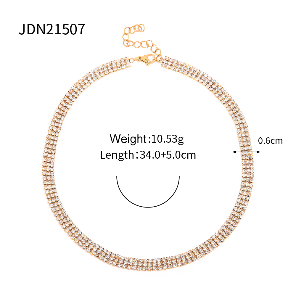 1 Piece Ins Style Round Stainless Steel Plating Inlay Artificial Diamond Necklace display picture 2