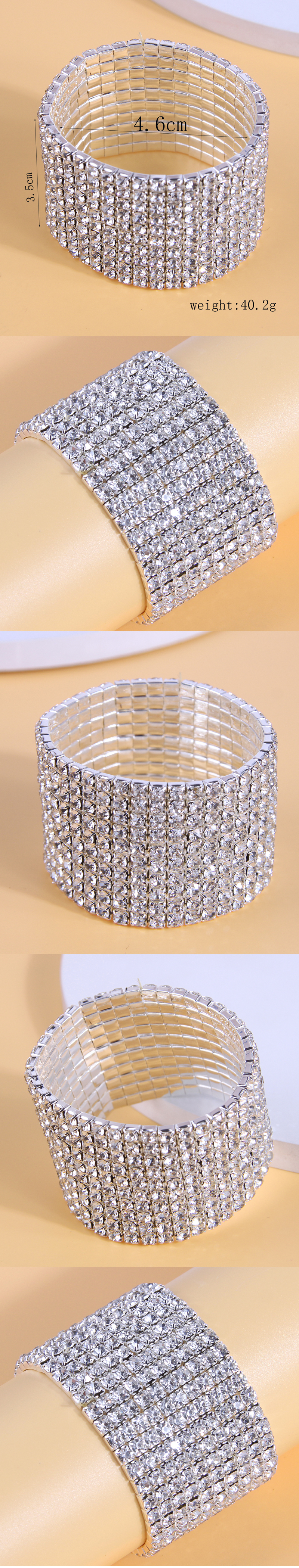1 Piece Fashion Solid Color Ferroalloy Inlay Rhinestones Women's Bracelets display picture 1
