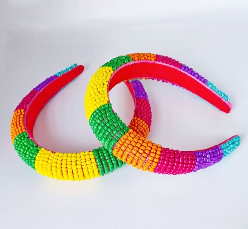 Simple Style Rainbow Seed Bead Knitting Hair Band 1 Piece display picture 1
