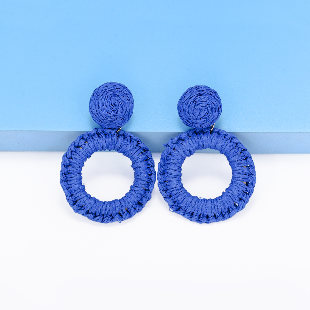 1 Pair Hawaiian Bohemian Simple Style Round Handmade Braid Hollow Out Alloy Raffia Straw Drop Earrings display picture 21