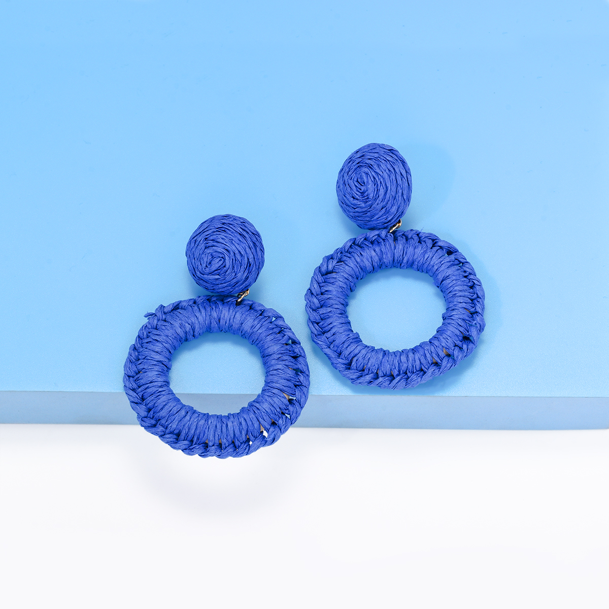 1 Pair Hawaiian Bohemian Simple Style Round Handmade Braid Hollow Out Alloy Raffia Straw Drop Earrings display picture 33
