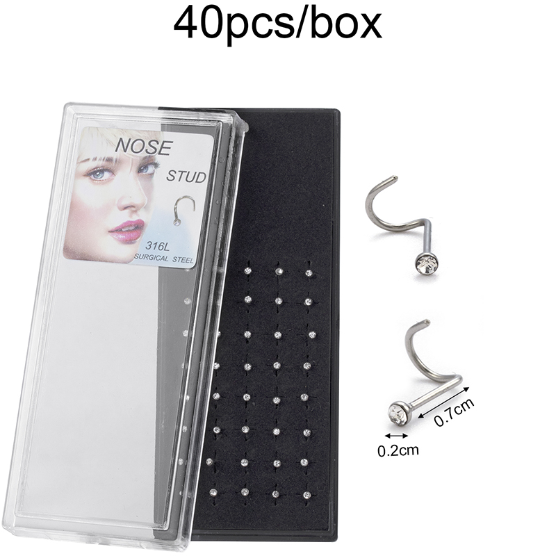Simple Style Round Stainless Steel Inlay Zircon Nose Studs display picture 4