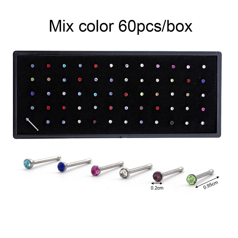 1 Set Simple Style Round Stainless Steel Inlay Rhinestones Nose Studs display picture 2
