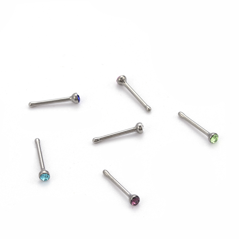 1 Set Simple Style Round Stainless Steel Inlay Rhinestones Nose Studs display picture 6