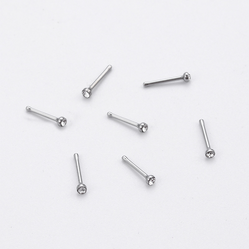 1 Set Simple Style Round Stainless Steel Inlay Rhinestones Nose Studs display picture 5