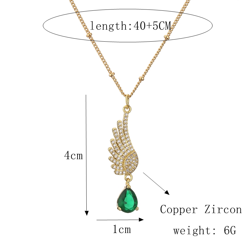 1 Piece Fashion Water Droplets Wings Copper Inlay Zircon Pendant Necklace display picture 1