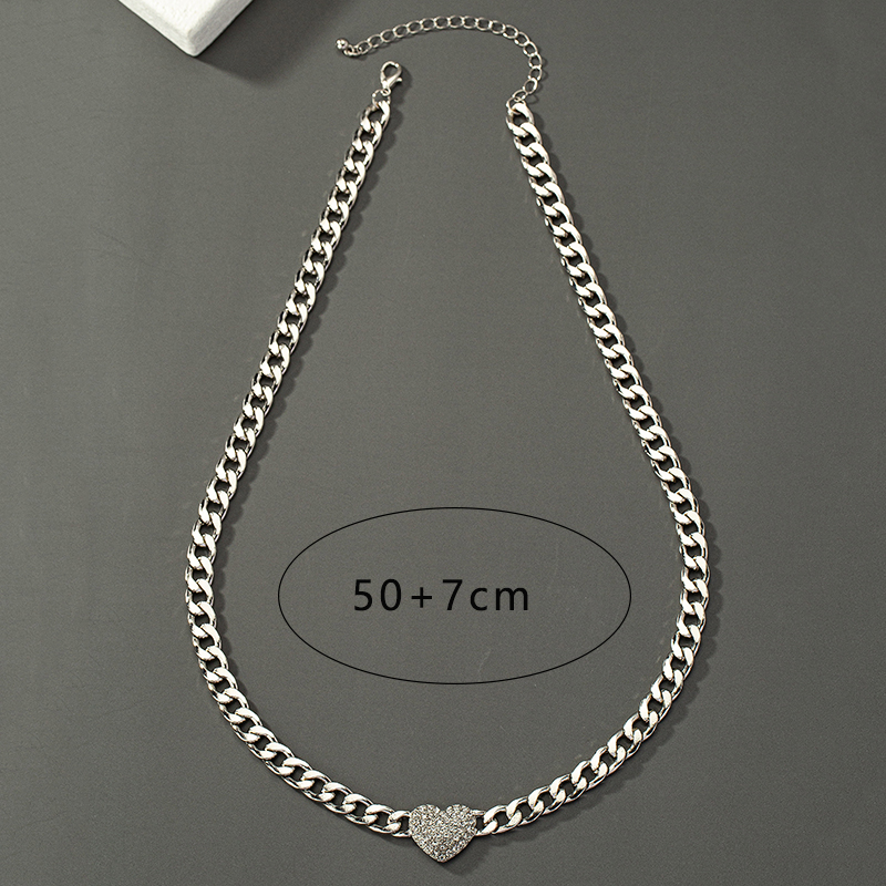 1 Piece Hip-hop Heart Shape Alloy Plating Inlay Rhinestones Women's Necklace display picture 4