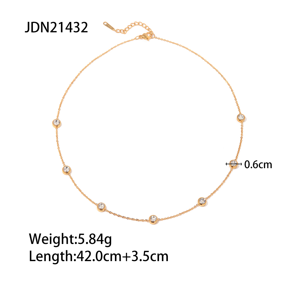 1 Piece Fashion Round Stainless Steel Plating Inlay Zircon Necklace display picture 1