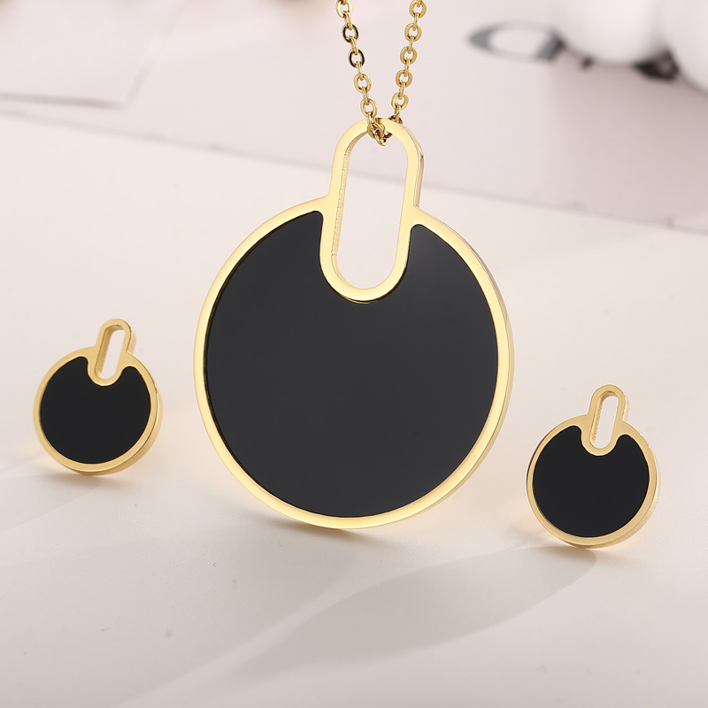 Fashion Round Titanium Steel Plating Women's Earrings Necklace display picture 1