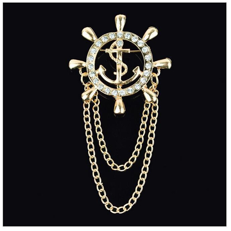 Fashion Rudder Anchor Alloy Inlay Rhinestones Unisex Brooches display picture 4