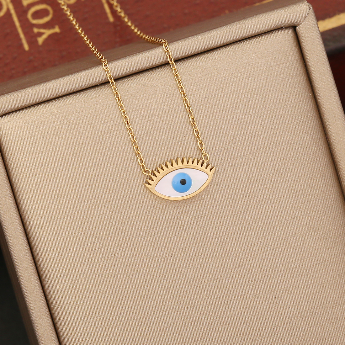 1 Piece Fashion Devil's Eye Stainless Steel Enamel Hollow Out Inlay Zircon Pendant Necklace display picture 8