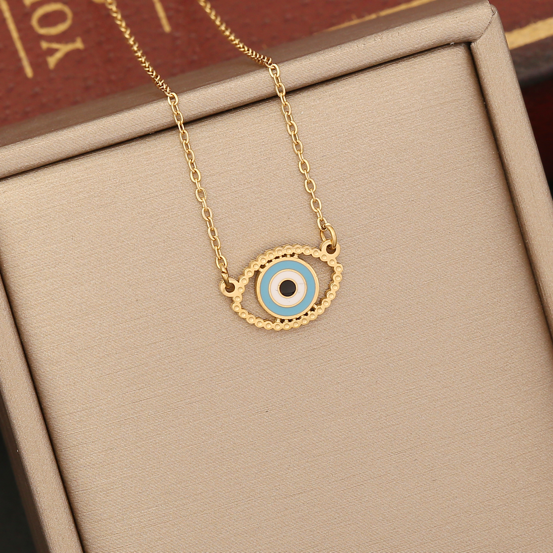 1 Piece Fashion Devil's Eye Stainless Steel Enamel Hollow Out Inlay Zircon Pendant Necklace display picture 7