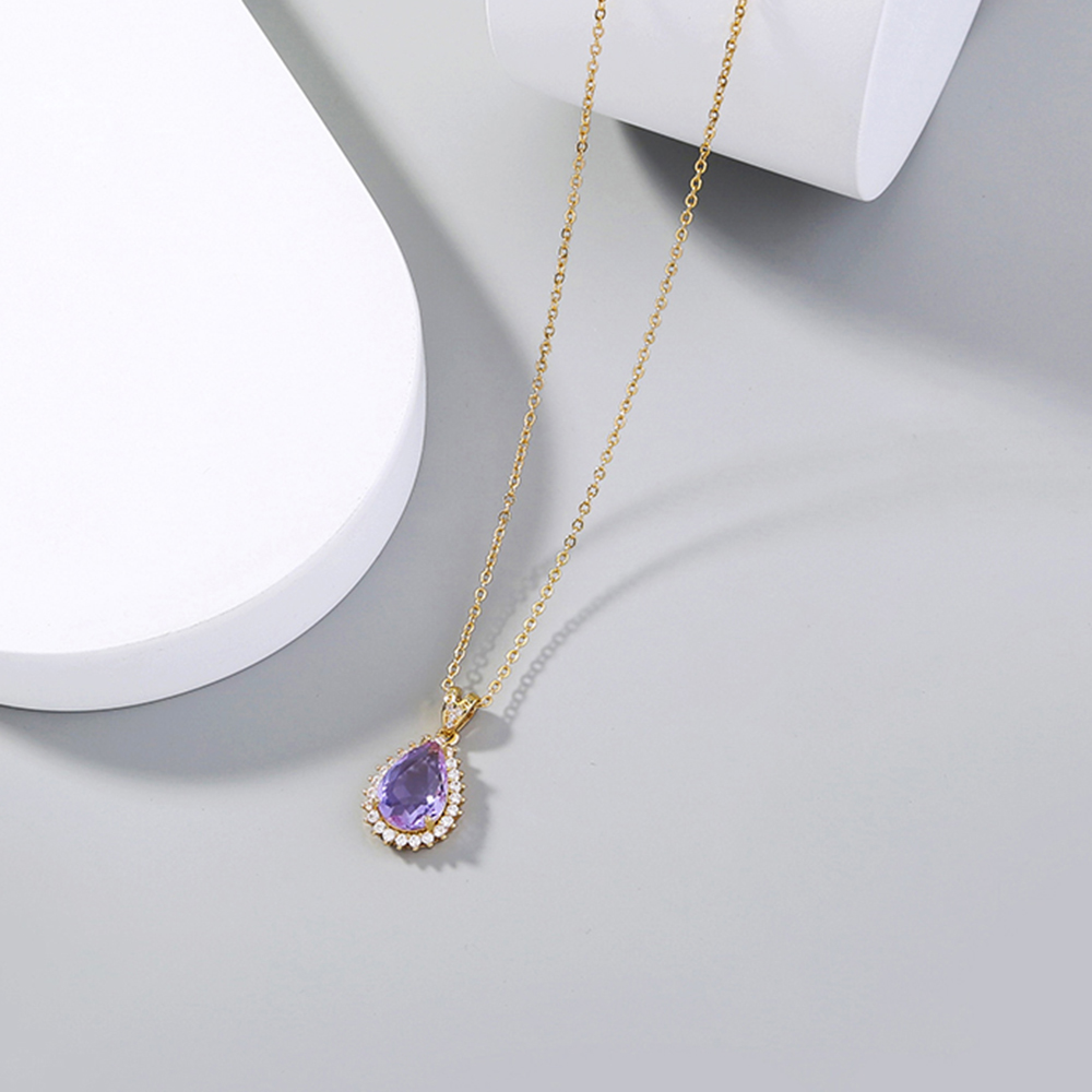 1 Piece Fashion Water Droplets Copper Inlay Zircon Pendant Necklace display picture 3