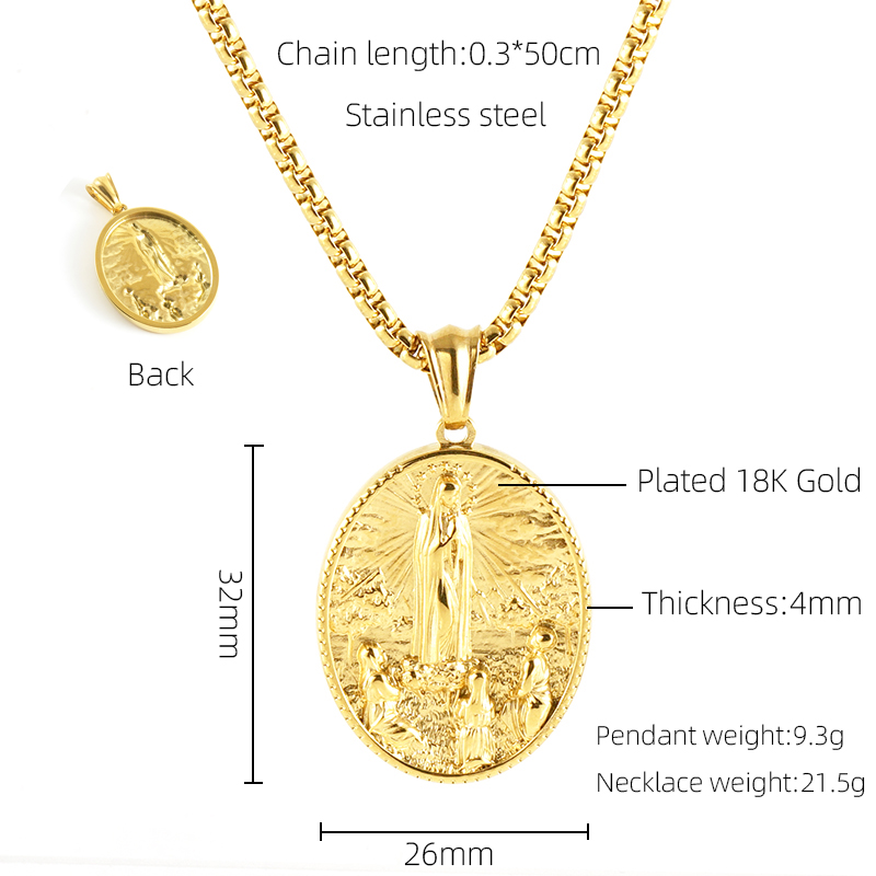 304 Stainless Steel 18K Gold Plated Fashion Plating Three-dimensional Portrait Titanium Steel Pendant Necklace display picture 2