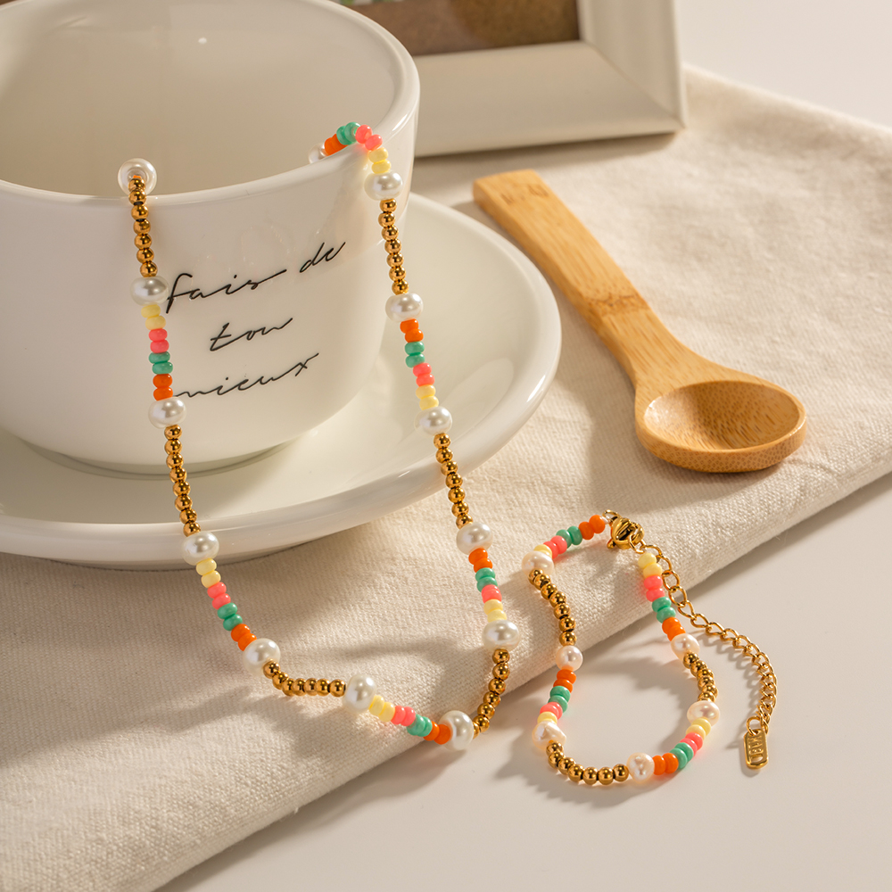 1 Stück Mode Mehrfarbig Rostfreier Stahl Ein Naturstein Süßwasserperle Perlen Überzug Armbänder display picture 4