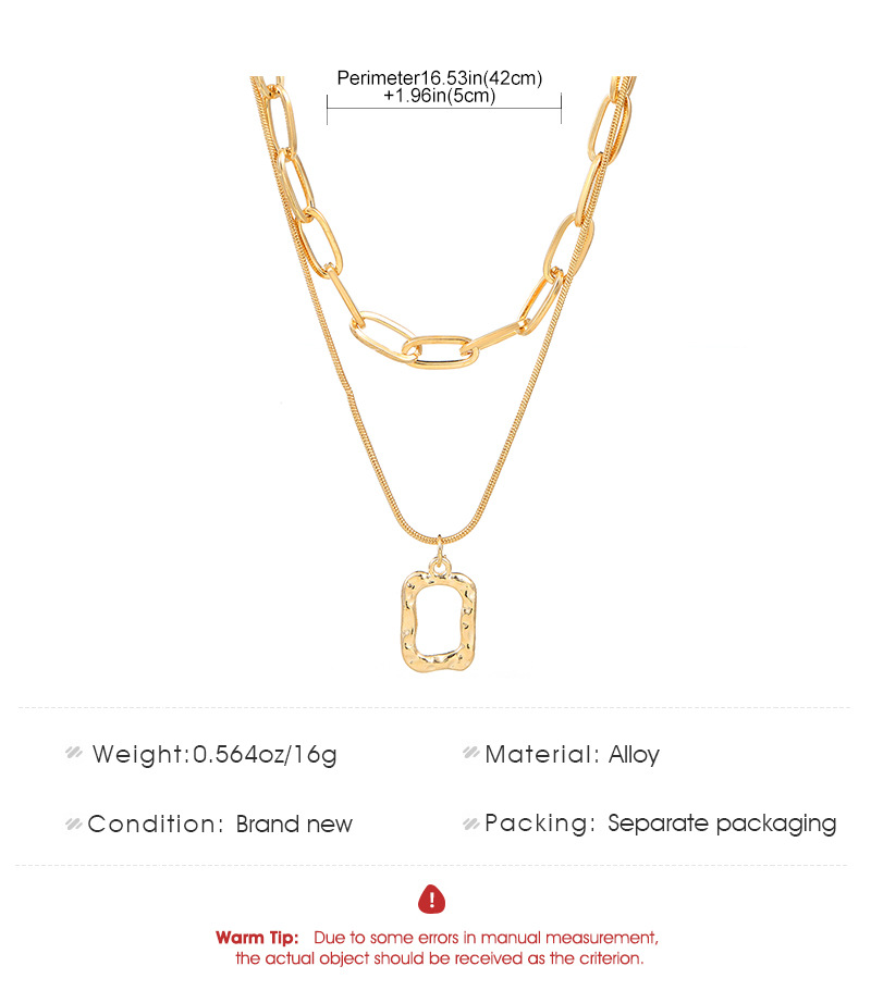 1 Piece Retro Square Alloy Plating 14k Gold Plated Women's Layered Necklaces display picture 1