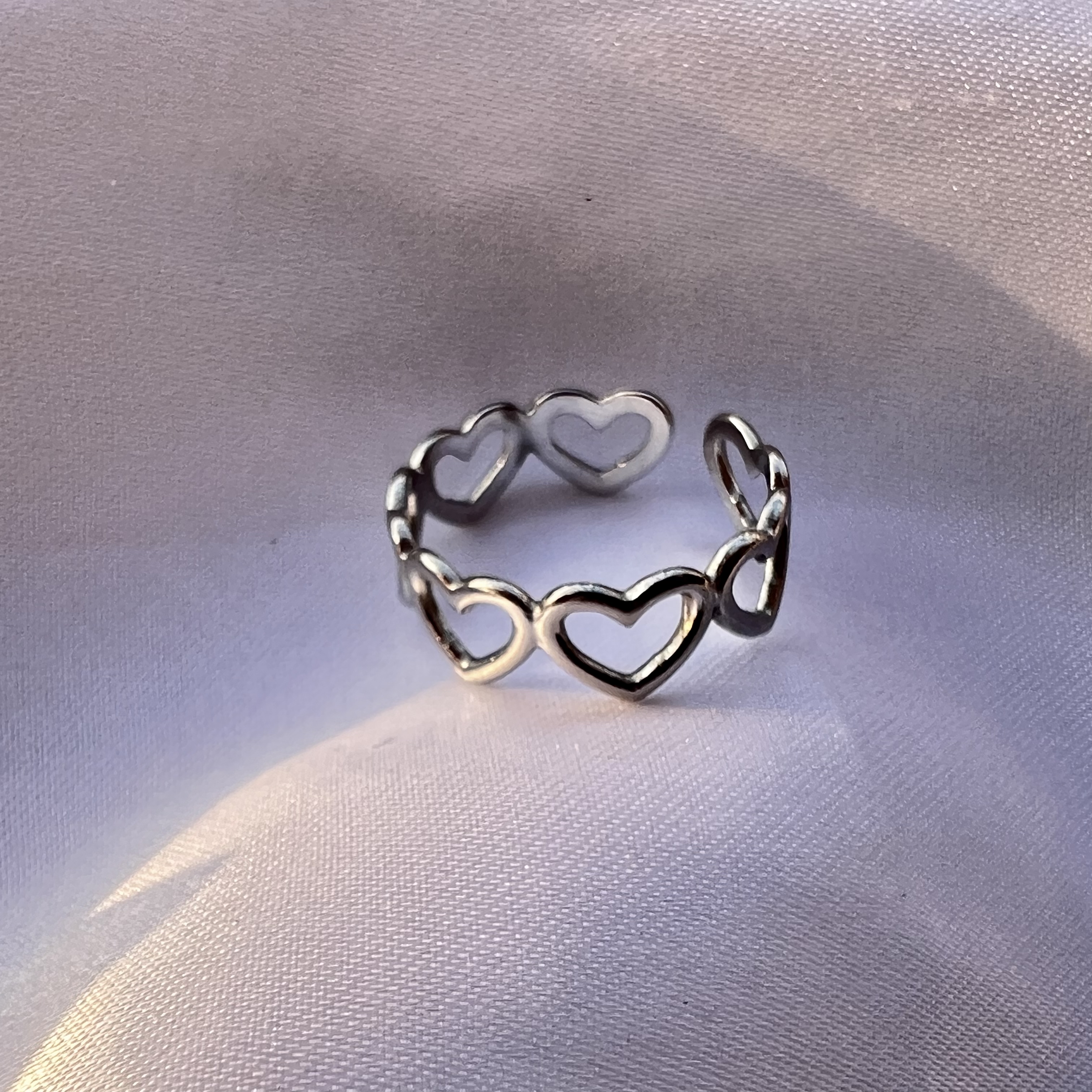 1 Stück Einfacher Stil Herzform Edelstahl Hohl Aus Offener Ring display picture 5