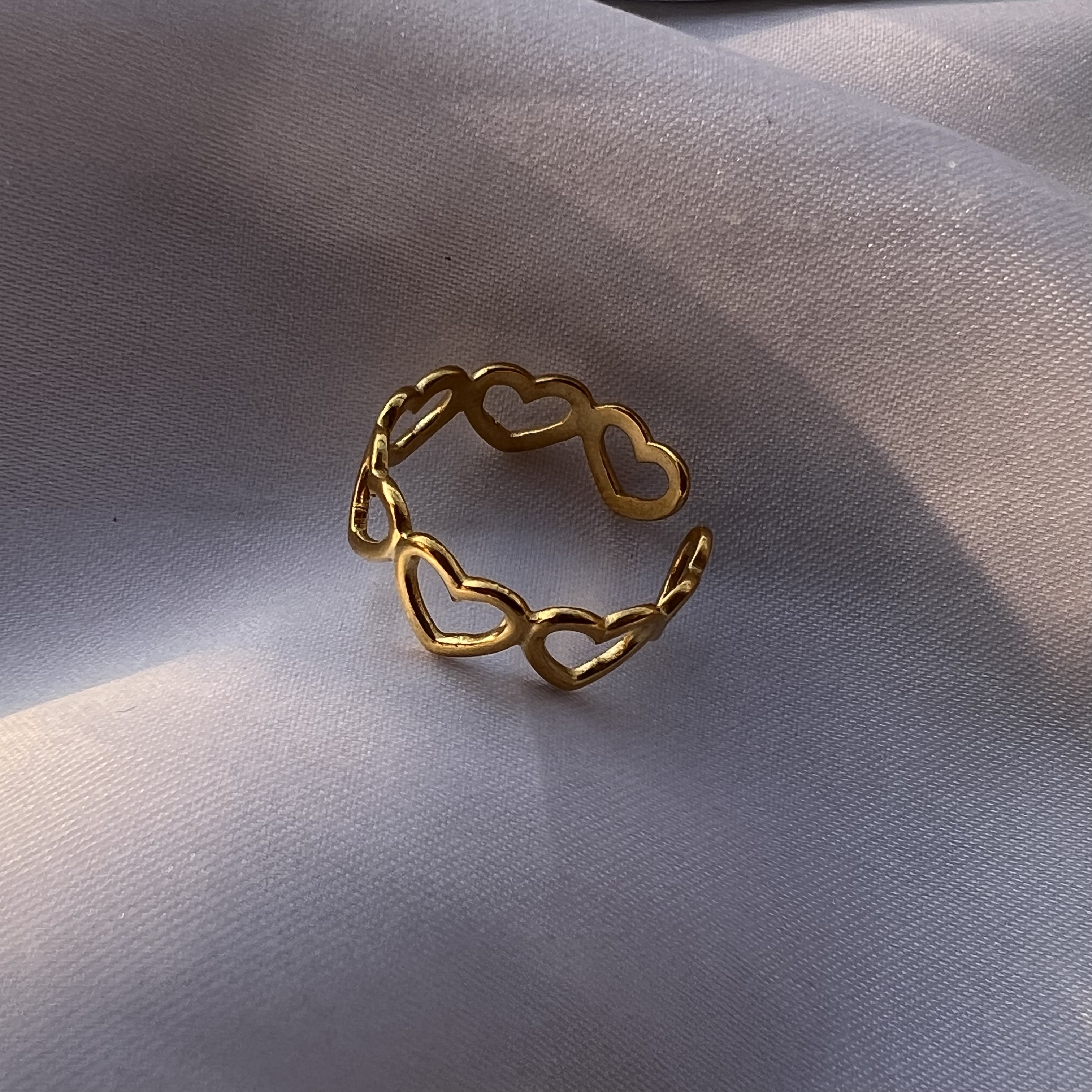 1 Stück Einfacher Stil Herzform Edelstahl Hohl Aus Offener Ring display picture 6