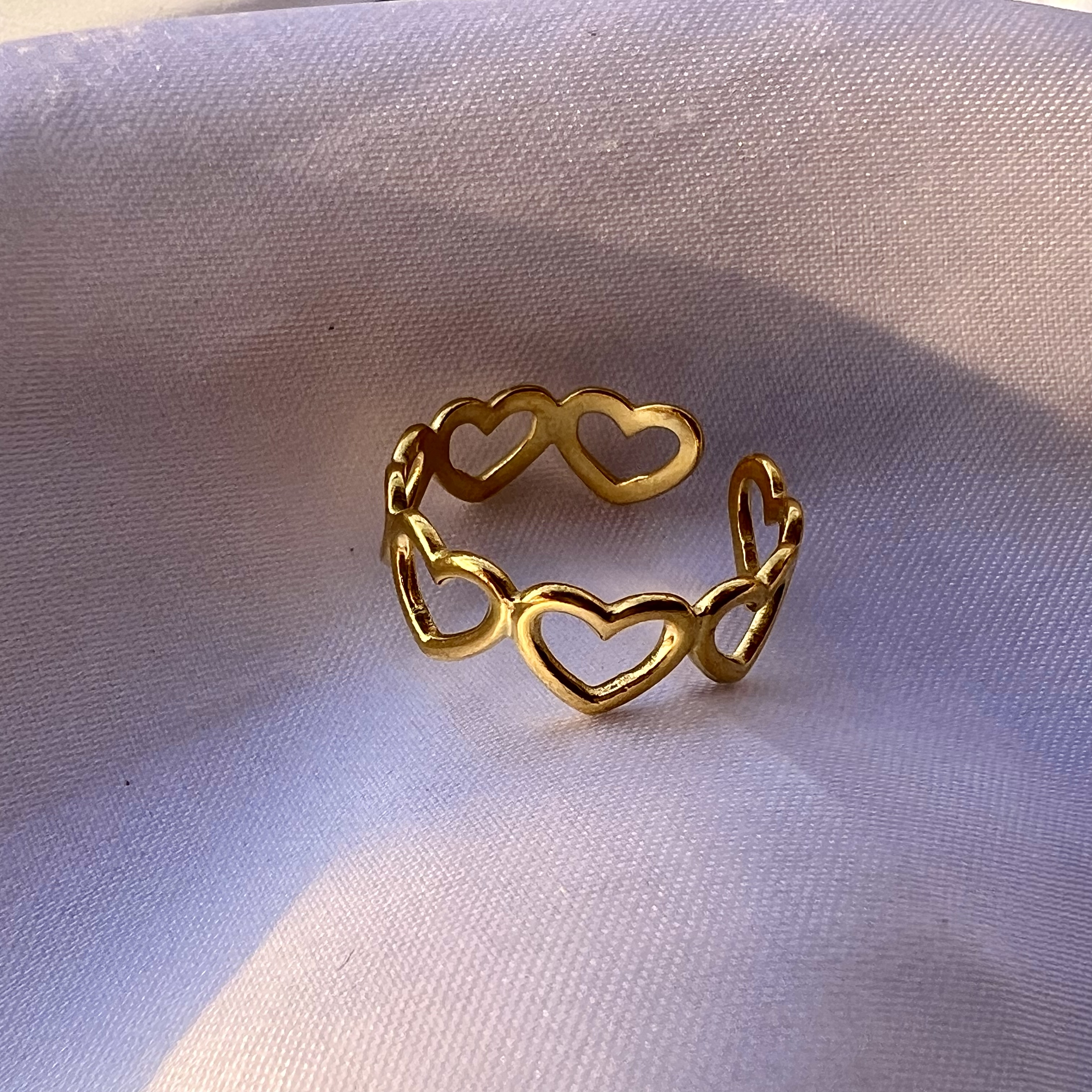 1 Stück Einfacher Stil Herzform Edelstahl Hohl Aus Offener Ring display picture 3