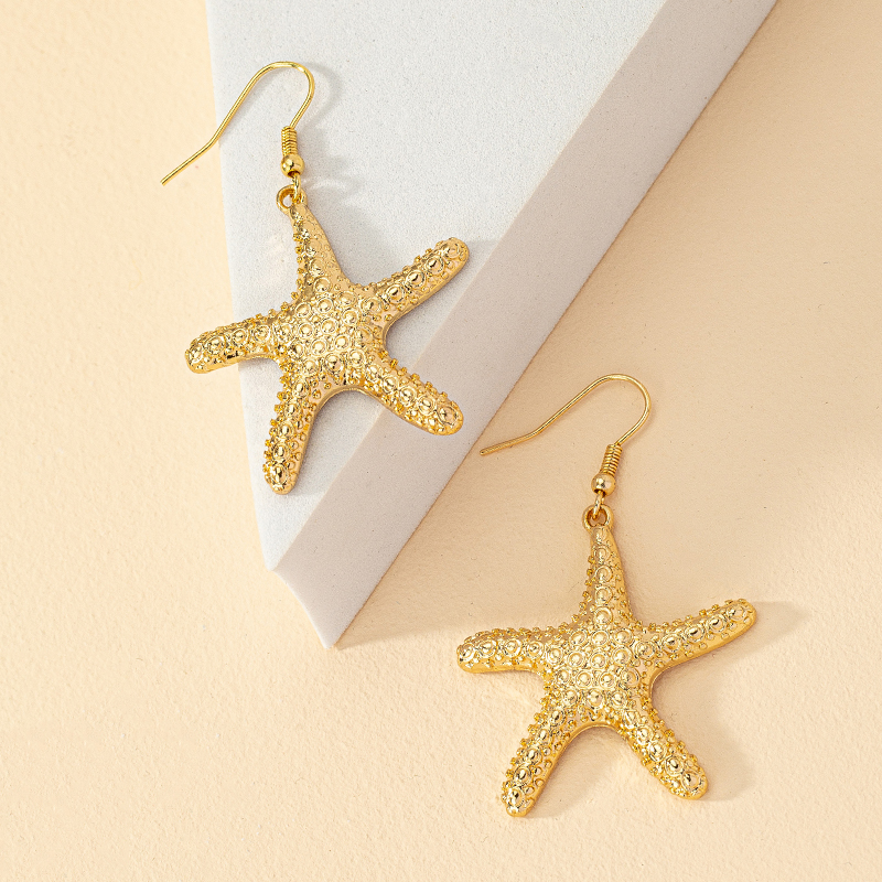 Wholesale Jewelry 1 Pair Ins Style Vacation Starfish Alloy Drop Earrings display picture 4