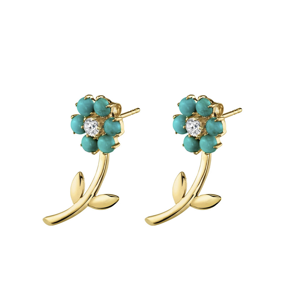 1 Pair Simple Style Flower Alloy Plating Inlay Rhinestones Women's Ear Studs display picture 2