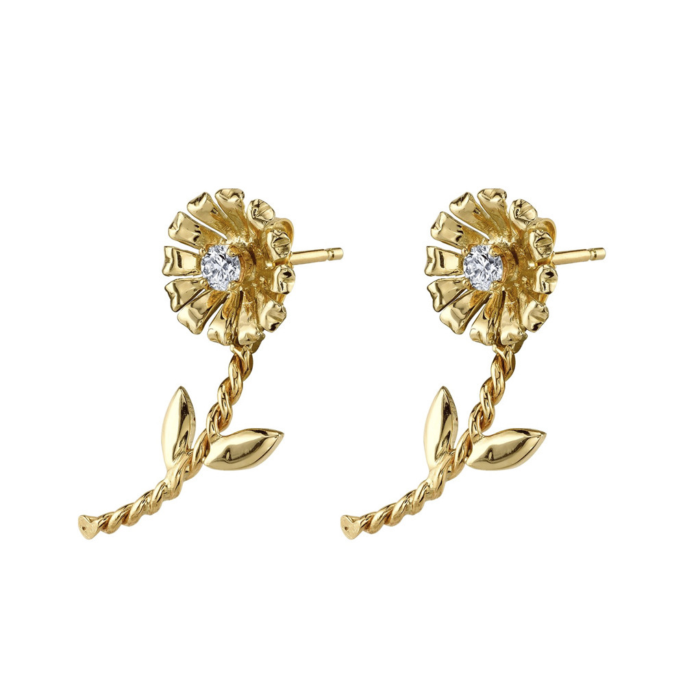 1 Pair Simple Style Flower Alloy Plating Inlay Rhinestones Women's Ear Studs display picture 4