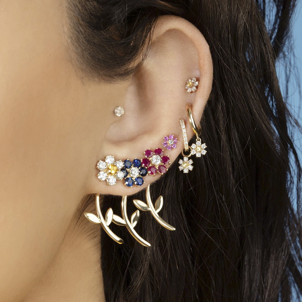 1 Pair Simple Style Flower Alloy Plating Inlay Rhinestones Women's Ear Studs display picture 8