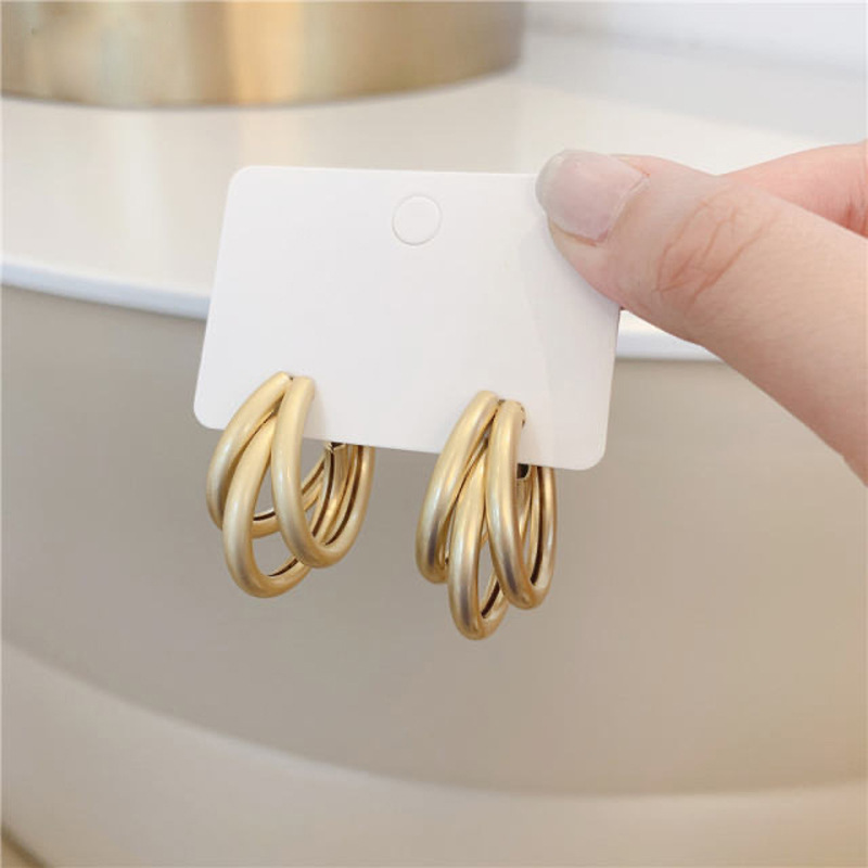 1 Pair Simple Style Solid Color Plating Iron Hoop Earrings display picture 3