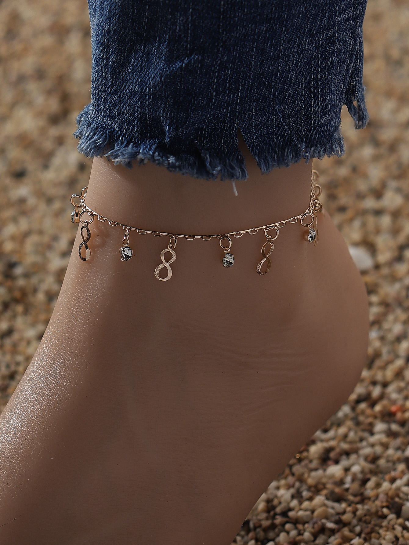 Vacation Infinity Alloy Inlay Rhinestones Women's Anklet display picture 1
