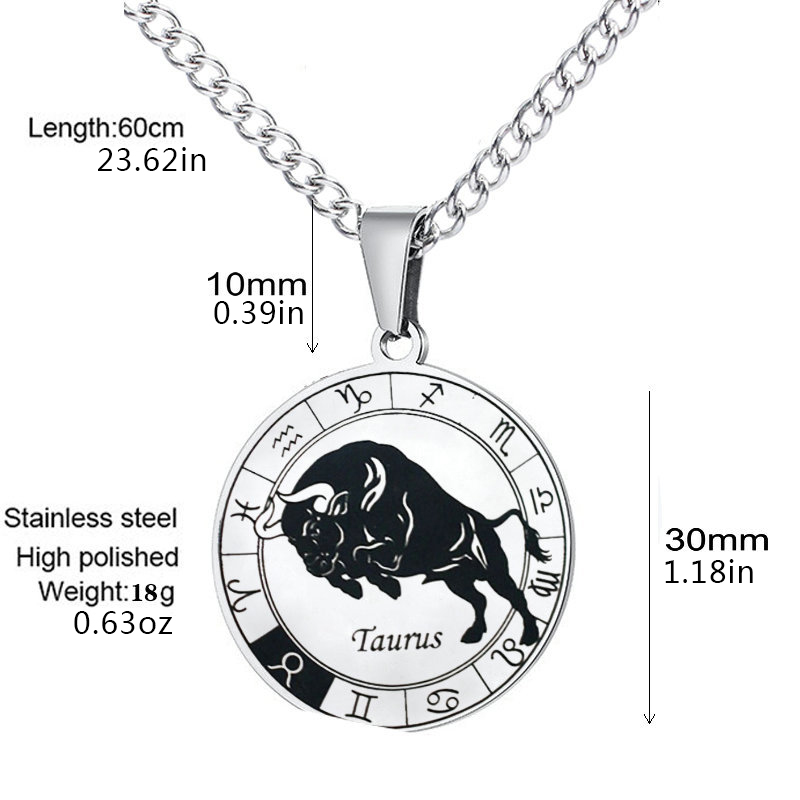 Simple Style Streetwear Round Constellation 302 Stainless Steel Carving Unisex Pendant Necklace display picture 10