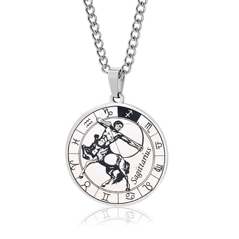 Simple Style Streetwear Round Constellation 302 Stainless Steel Carving Unisex Pendant Necklace display picture 1